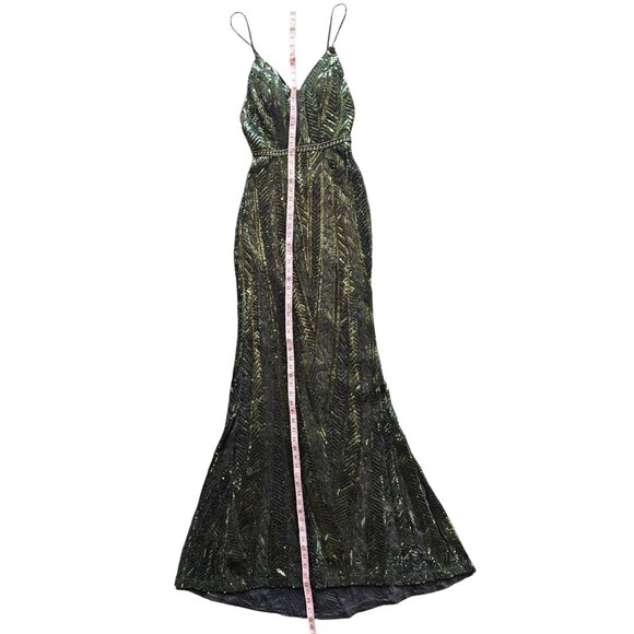 Art Deco Green Sequin Party/Prom Formal Gown - Faviana - Picture 12 of 13